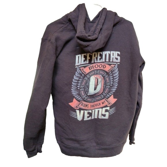 Defreitas Blood Runs Through My Veins Black Hoodie Size L Pullover Heavy - Picture 1 of 4